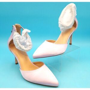 NEW Wedding Style Dusty Pink Satin Like Heels W/ Strap & Zip Shoes Size 37 (6.5)